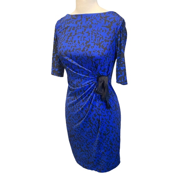 Taylor Blue Black Abstract Sheath Dress Size 2 - Picture 3 of 16